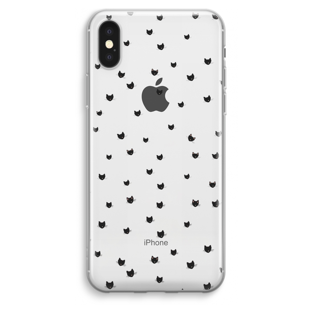 Apple Iphone Xs Max Transparant Hoesje Soft Kleine Kattenkopjes apple kopen in de aanbieding