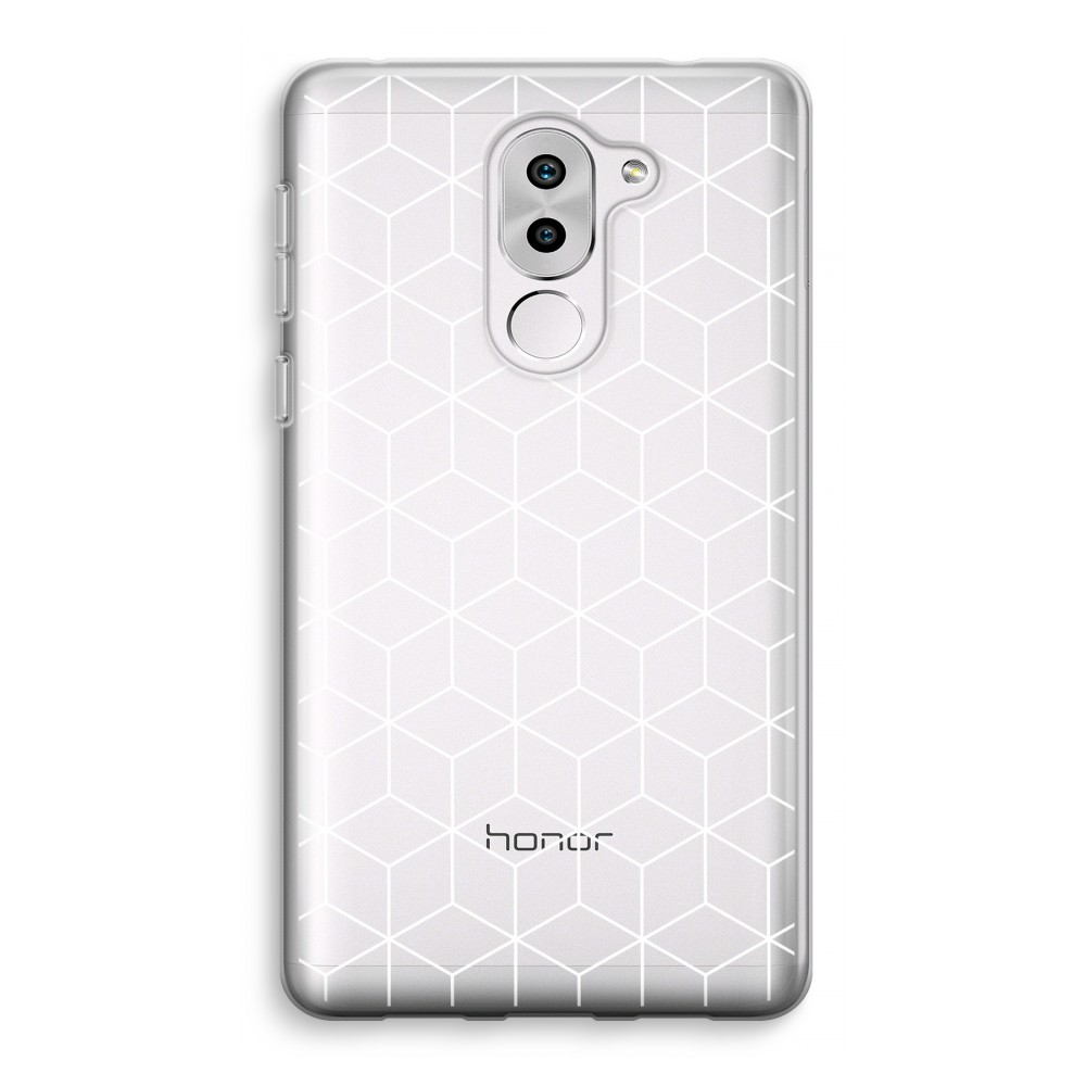 Honor 6X Transparant Hoesje Soft Zwart Witte Kubussen honor kopen in de aanbieding