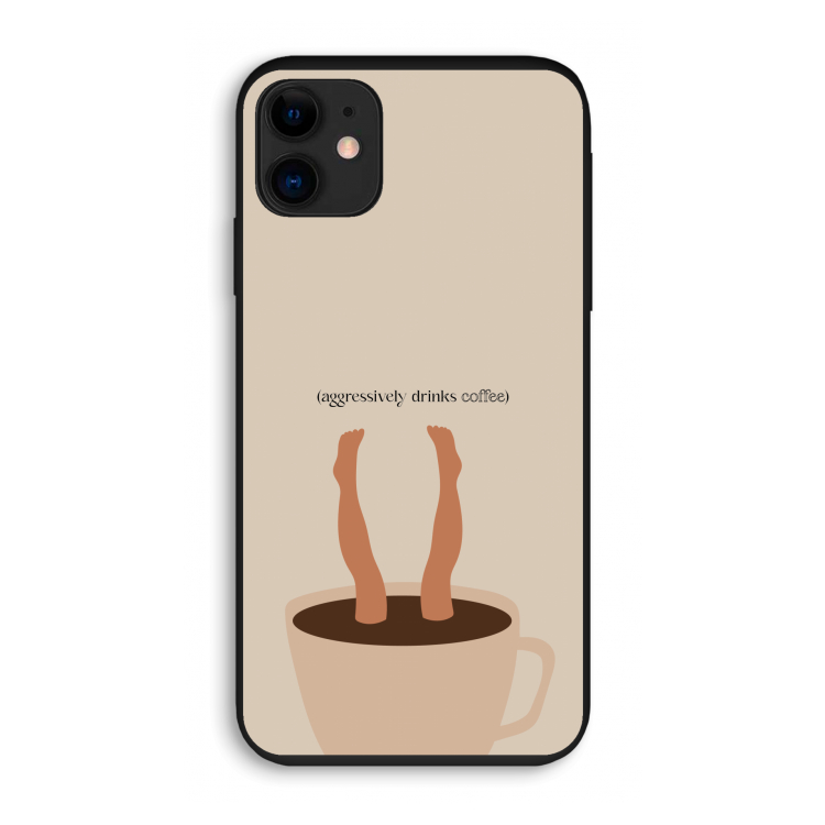 Aggressively drinks coffee: iPhone 11 Biologisch afbreekbaar hoesje