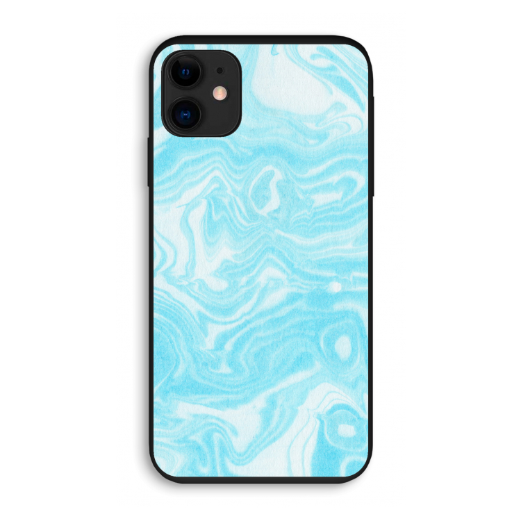 Waterverf blauw: iPhone 11 Biologisch afbreekbaar hoesje