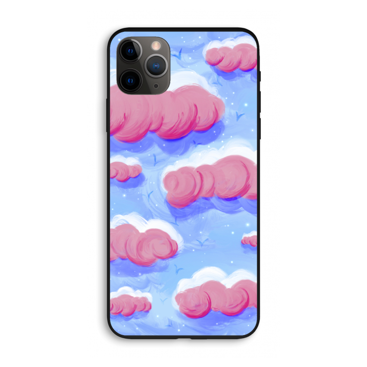 Roze wolken met vogels: iPhone 11 Pro Max Biologisch afbreekbaar hoesje