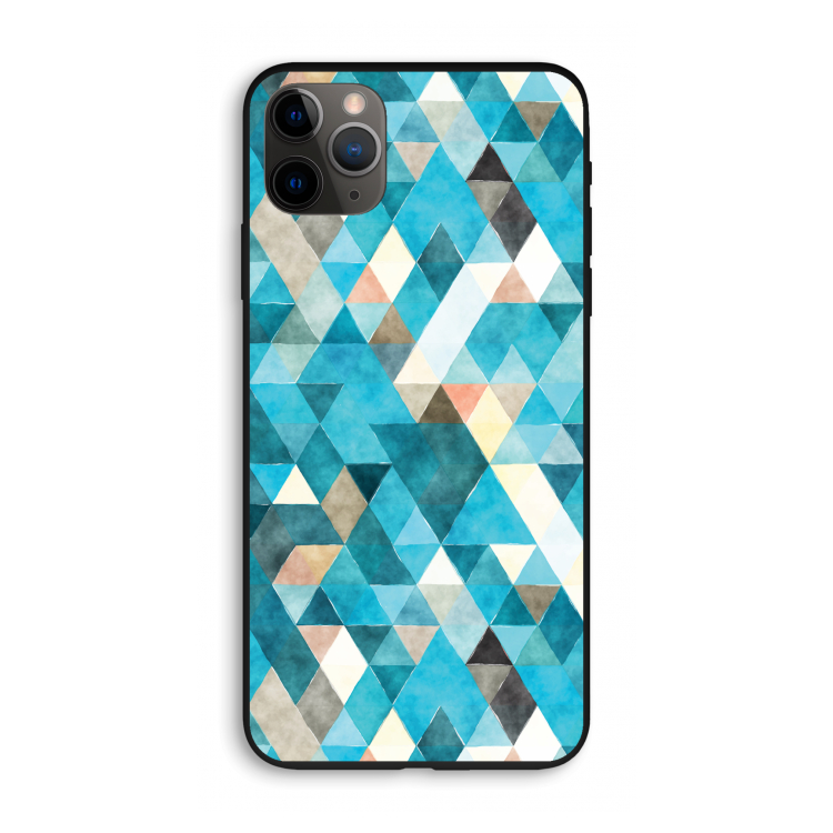 Gekleurde driehoekjes blauw: iPhone 11 Pro Max Biologisch afbreekbaar hoesje