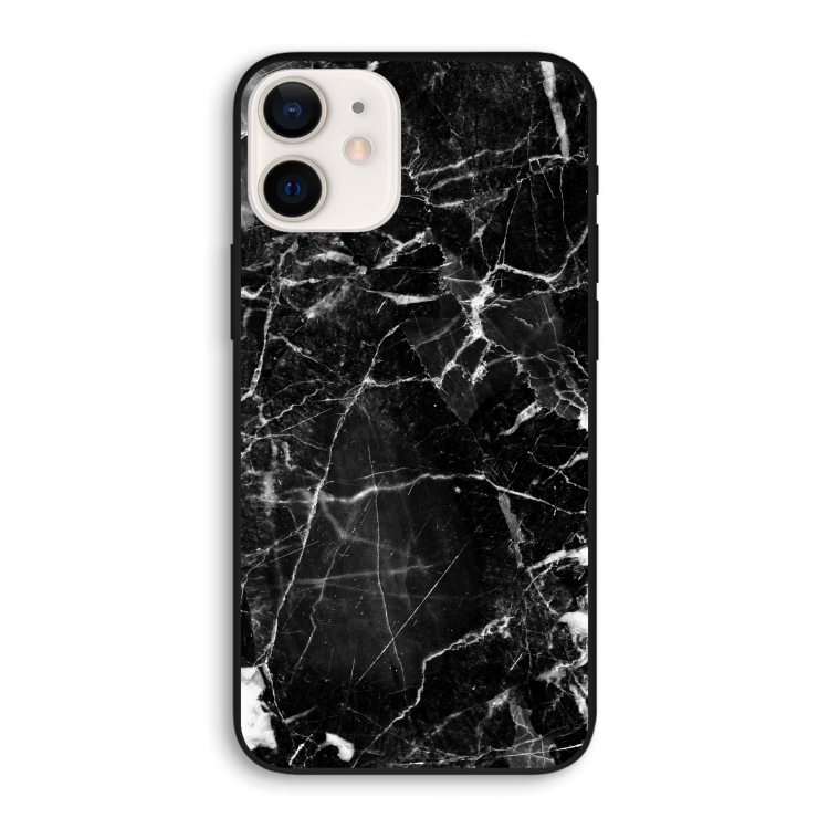 Zwart Marmer 2: iPhone 12 Biologisch afbreekbaar hoesje