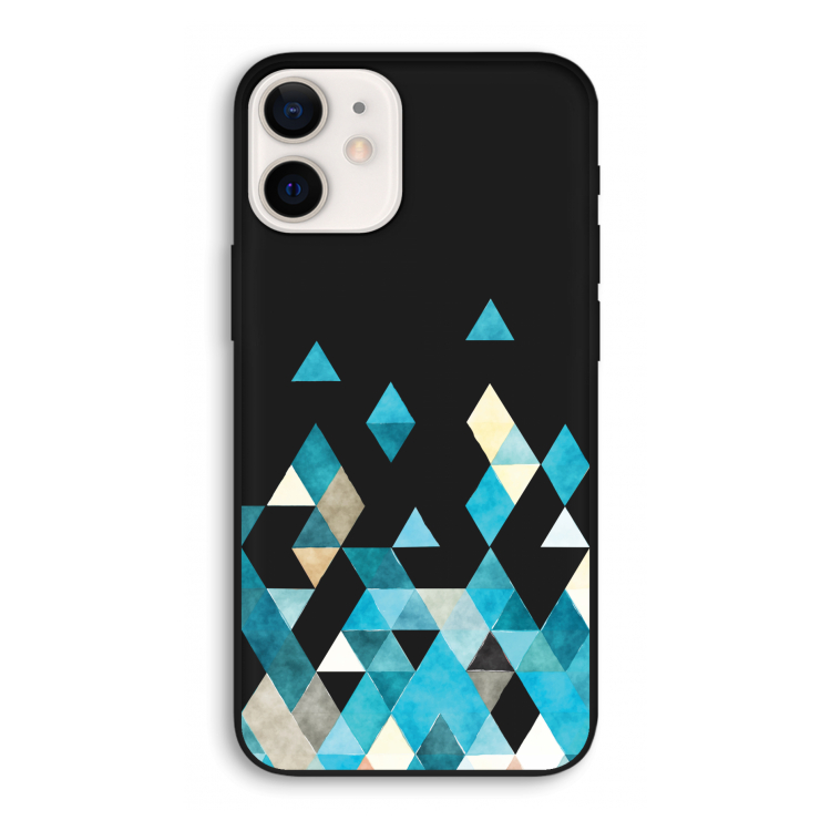 Gekleurde driehoekjes blauw: iPhone 12 Biologisch afbreekbaar hoesje