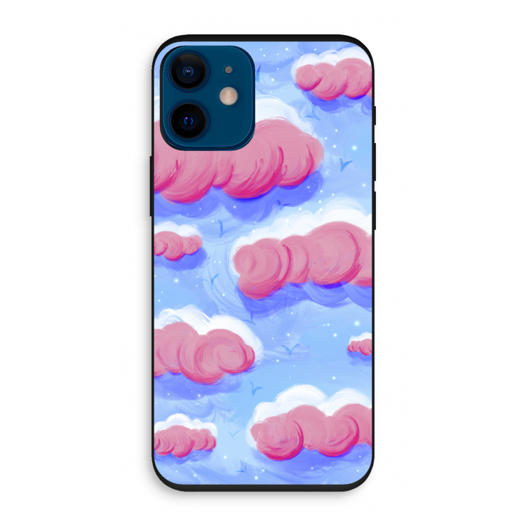 Roze wolken met vogels: iPhone 12 mini Biologisch afbreekbaar hoesje