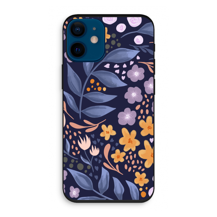 Flowers with blue leaves: iPhone 12 mini Biologisch afbreekbaar hoesje