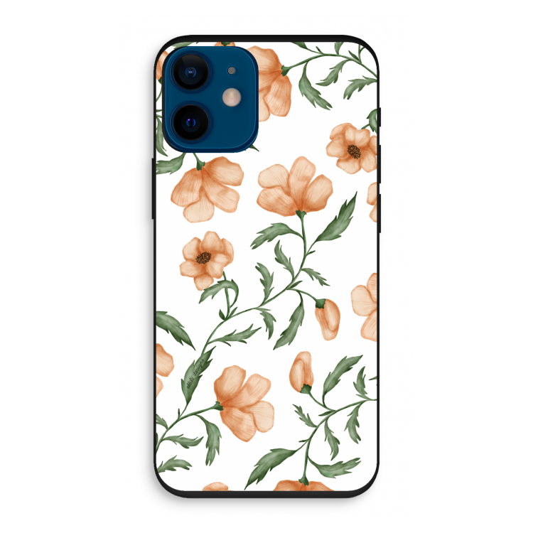 Peachy flowers: iPhone 12 mini Biologisch afbreekbaar hoesje