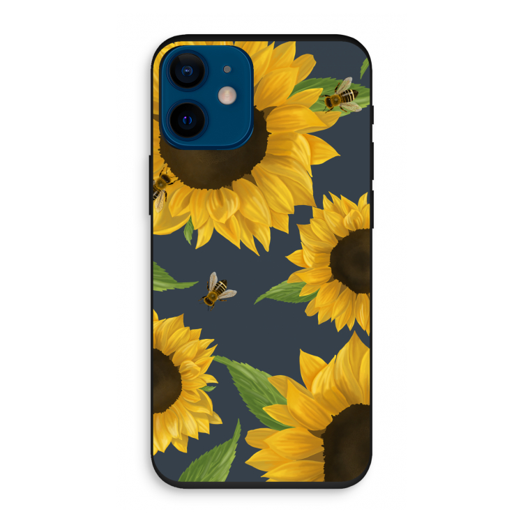 Sunflower and bees: iPhone 12 mini Biologisch afbreekbaar hoesje