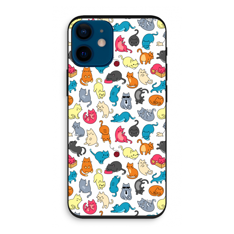 Kleurrijke katten: iPhone 12 mini Biologisch afbreekbaar hoesje
