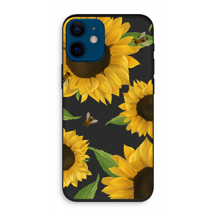 Sunflower and bees: iPhone 12 mini Biologisch afbreekbaar hoesje
