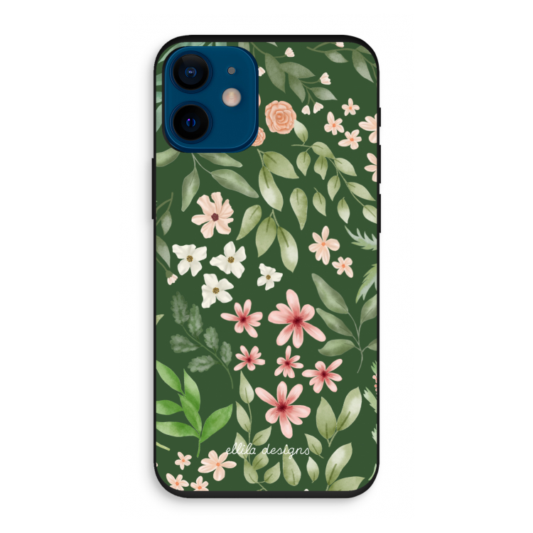Botanical green sweet flower heaven: iPhone 12 mini Biologisch afbreekbaar hoesje