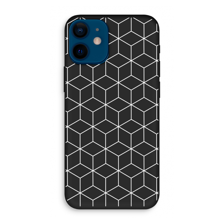 Zwart-witte kubussen: iPhone 12 mini Biologisch afbreekbaar hoesje