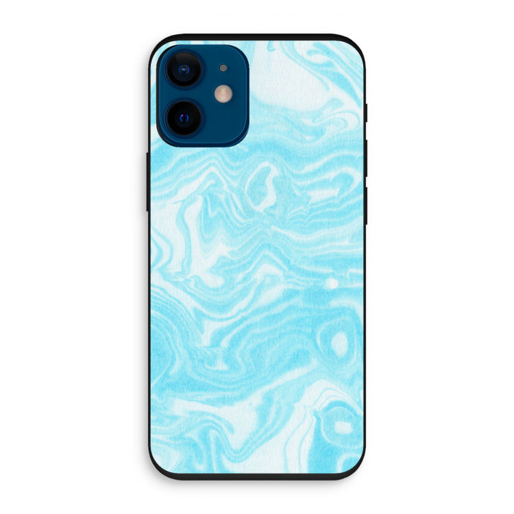 Waterverf blauw: iPhone 12 mini Biologisch afbreekbaar hoesje
