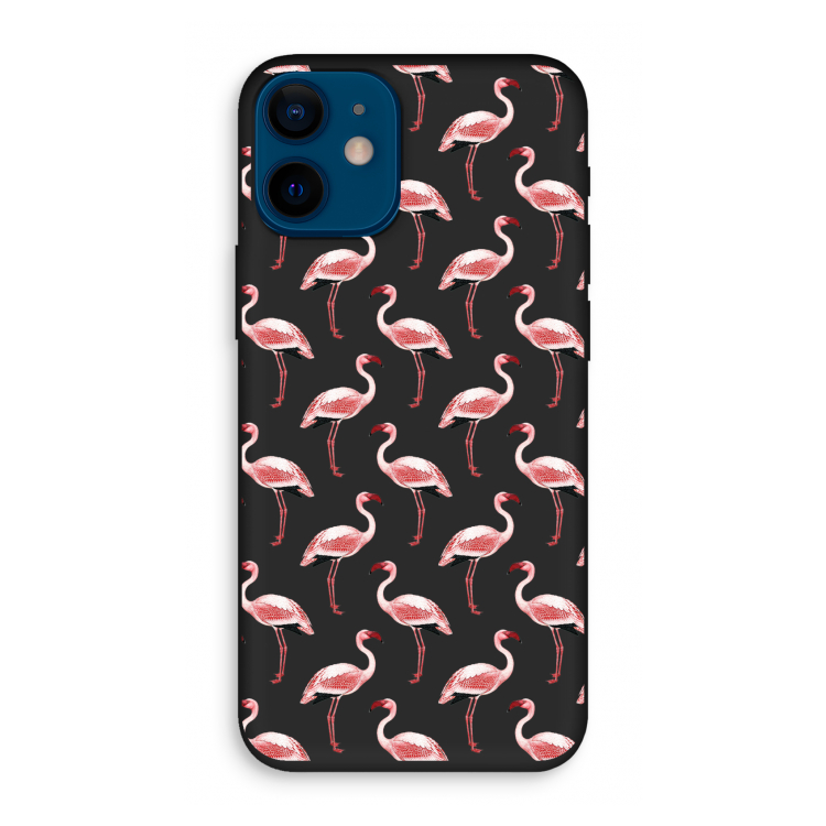 Flamingoprint groen: iPhone 12 mini Biologisch afbreekbaar hoesje