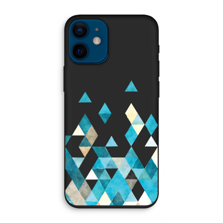 Gekleurde driehoekjes blauw: iPhone 12 mini Biologisch afbreekbaar hoesje