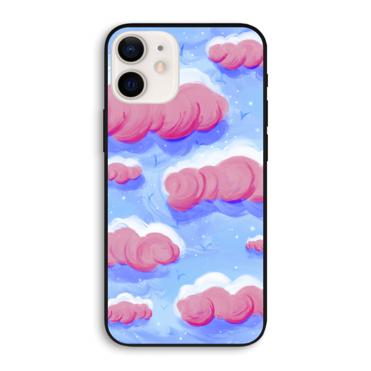 Roze wolken met vogels: iPhone 12 Pro Biologisch afbreekbaar hoesje