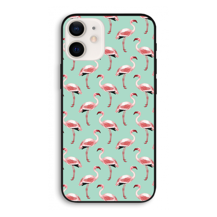 Flamingoprint groen: iPhone 12 Pro Biologisch afbreekbaar hoesje