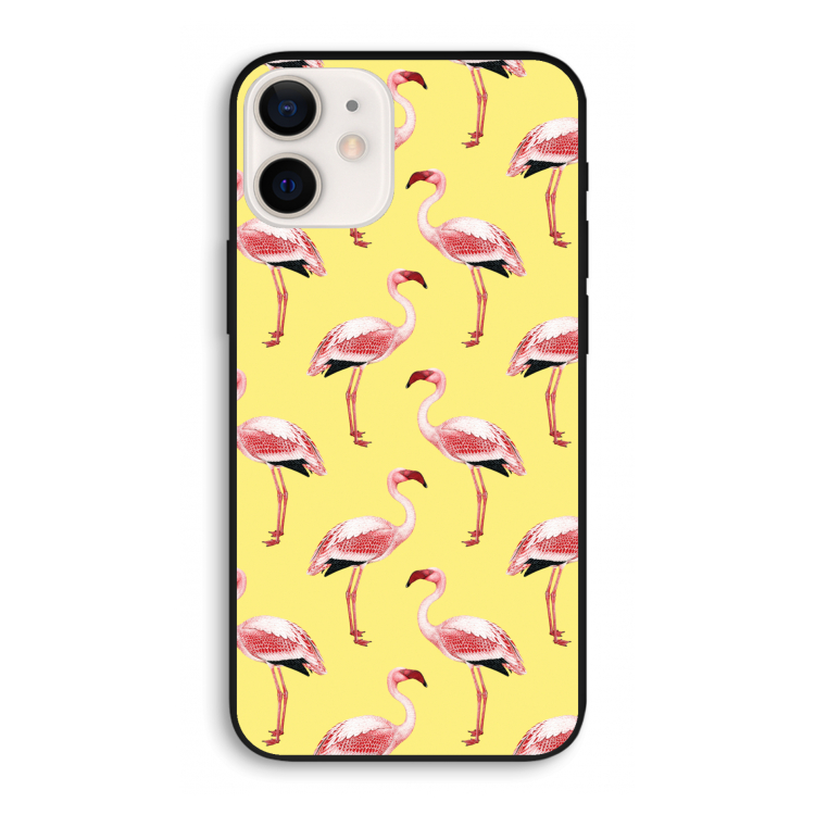 Flamingo's geel: iPhone 12 Pro Biologisch afbreekbaar hoesje