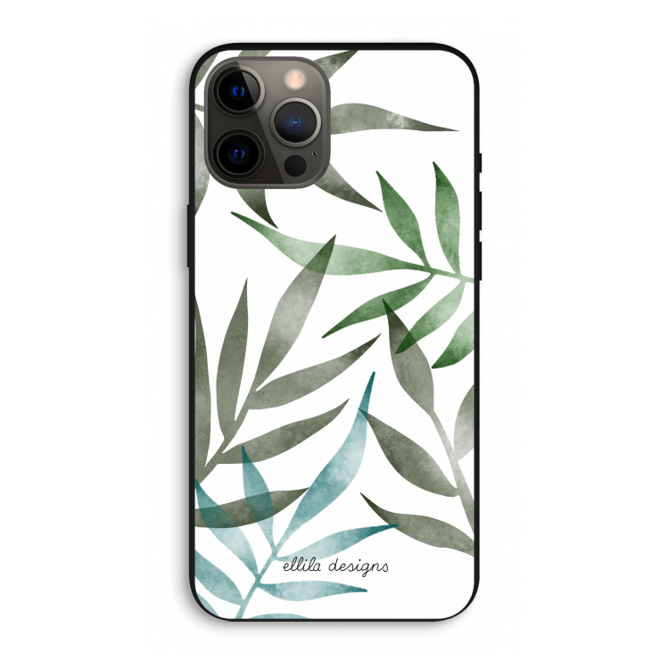 Tropical watercolor leaves: iPhone 12 Pro Max Biologisch afbreekbaar hoesje