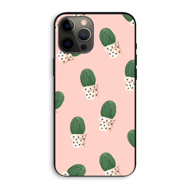 Cactusprint roze: iPhone 12 Pro Max Biologisch afbreekbaar hoesje