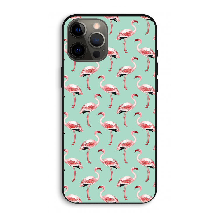 Flamingoprint groen: iPhone 12 Pro Max Biologisch afbreekbaar hoesje