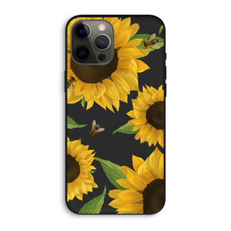 Sunflower and bees: iPhone 12 Pro Max Biologisch afbreekbaar hoesje