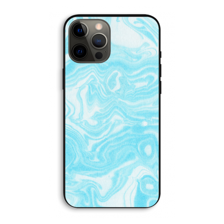 Waterverf blauw: iPhone 12 Pro Max Biologisch afbreekbaar hoesje