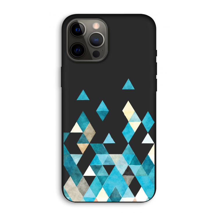 Gekleurde driehoekjes blauw: iPhone 12 Pro Max Biologisch afbreekbaar hoesje