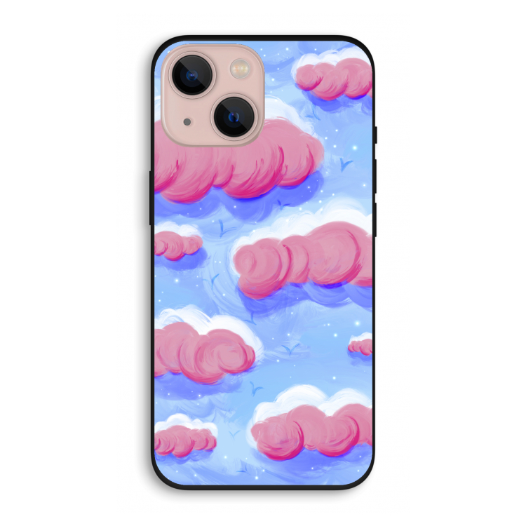 Roze wolken met vogels: iPhone 13 Biologisch afbreekbaar hoesje