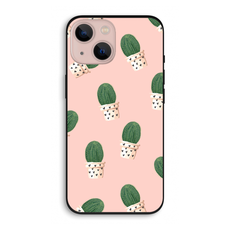 Cactusprint roze: iPhone 13 Biologisch afbreekbaar hoesje