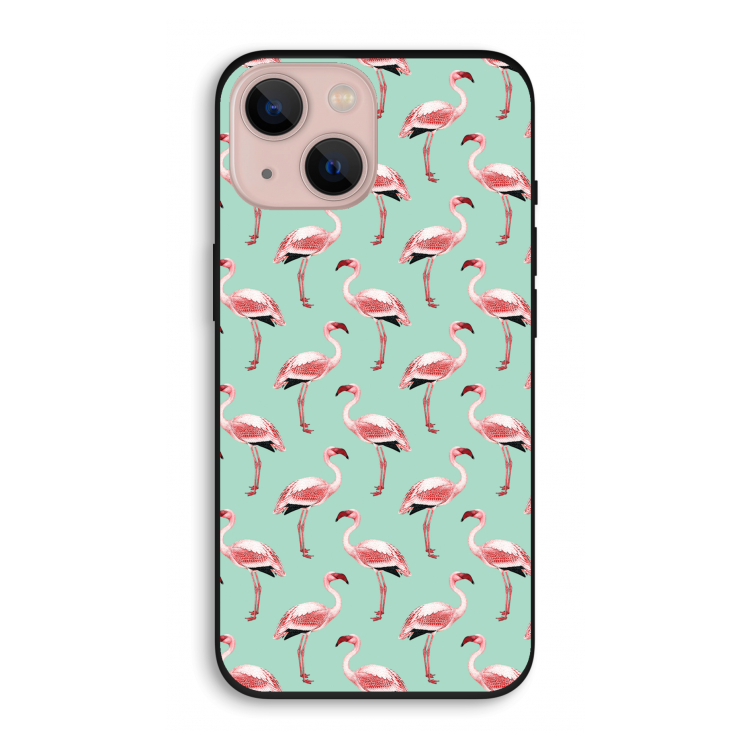 Flamingoprint groen: iPhone 13 Biologisch afbreekbaar hoesje