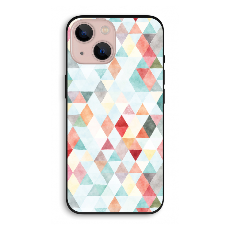 Gekleurde driehoekjes pastel: iPhone 13 Biologisch afbreekbaar hoesje