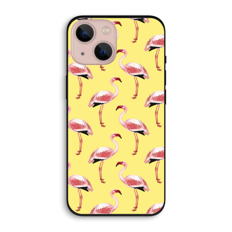 Flamingo's geel: iPhone 13 Biologisch afbreekbaar hoesje