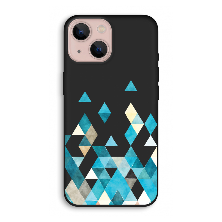 Gekleurde driehoekjes blauw: iPhone 13 Biologisch afbreekbaar hoesje