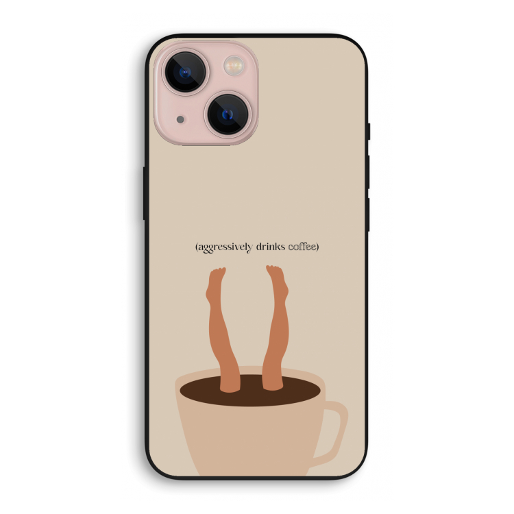Aggressively drinks coffee: iPhone 13 mini Biologisch afbreekbaar hoesje