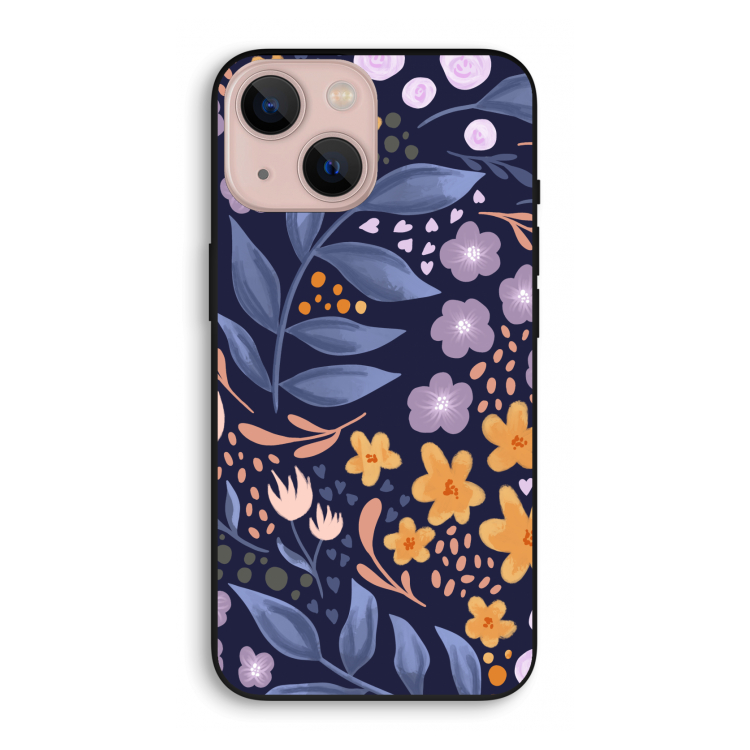 Flowers with blue leaves: iPhone 13 mini Biologisch afbreekbaar hoesje