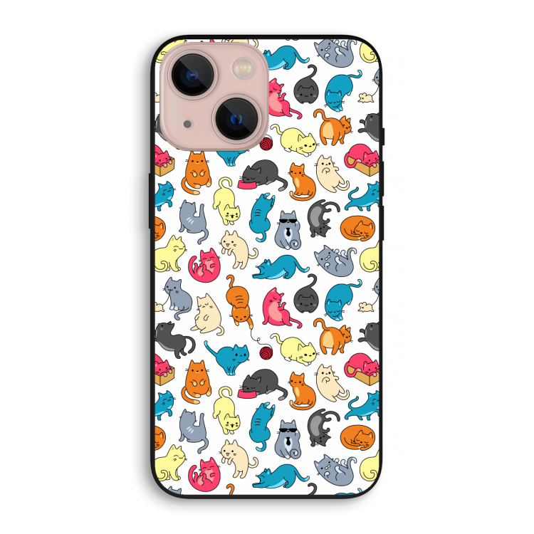 Kleurrijke katten: iPhone 13 mini Biologisch afbreekbaar hoesje