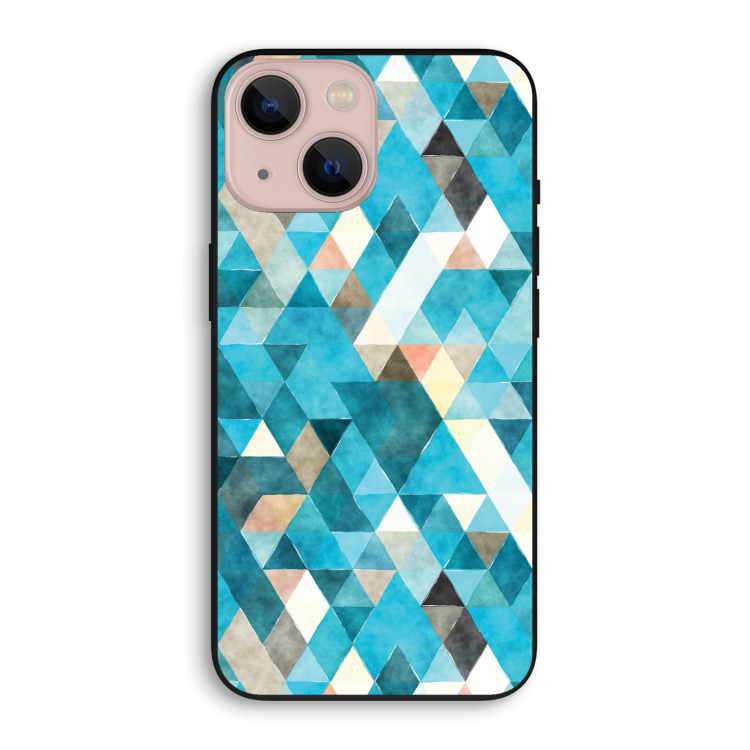Gekleurde driehoekjes blauw: iPhone 13 mini Biologisch afbreekbaar hoesje