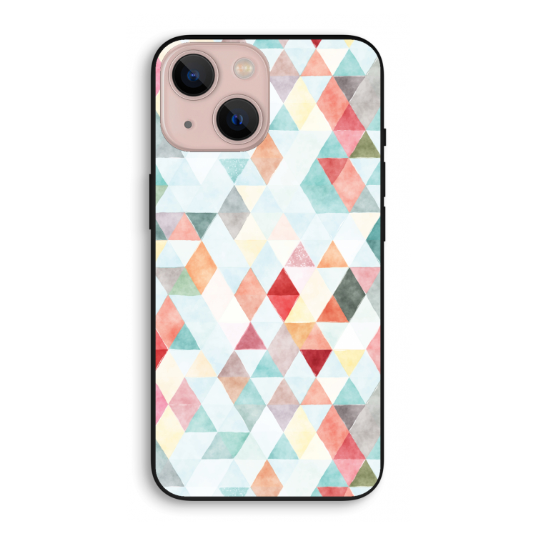 Gekleurde driehoekjes pastel: iPhone 13 mini Biologisch afbreekbaar hoesje