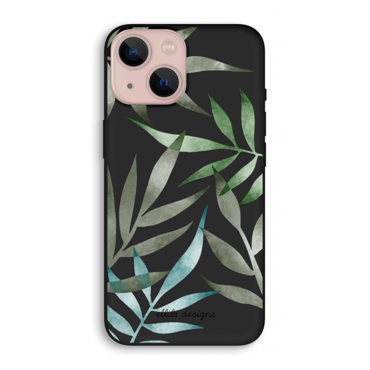 Tropical watercolor leaves: iPhone 13 mini Biologisch afbreekbaar hoesje