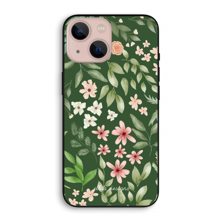 Botanical green sweet flower heaven: iPhone 13 mini Biologisch afbreekbaar hoesje