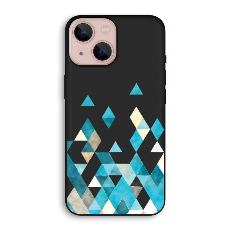 Gekleurde driehoekjes blauw: iPhone 13 mini Biologisch afbreekbaar hoesje