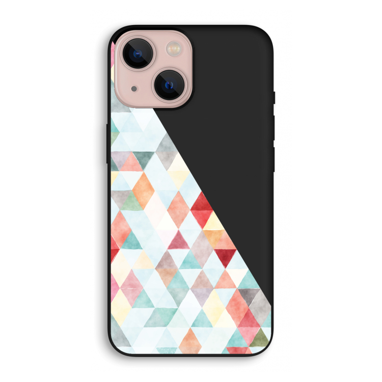 Gekleurde driehoekjes pastel: iPhone 13 mini Biologisch afbreekbaar hoesje