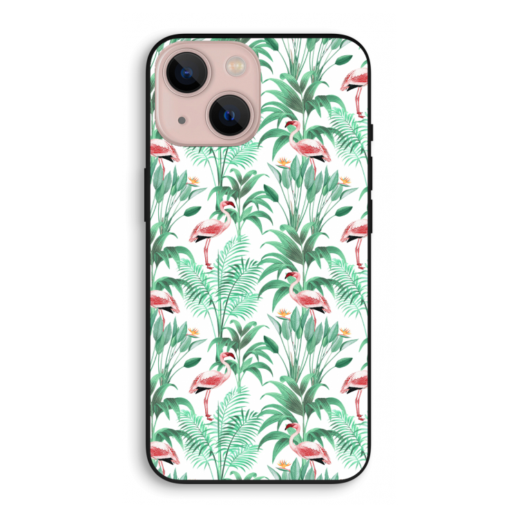 Flamingo bladeren: iPhone 13 mini Biologisch afbreekbaar hoesje