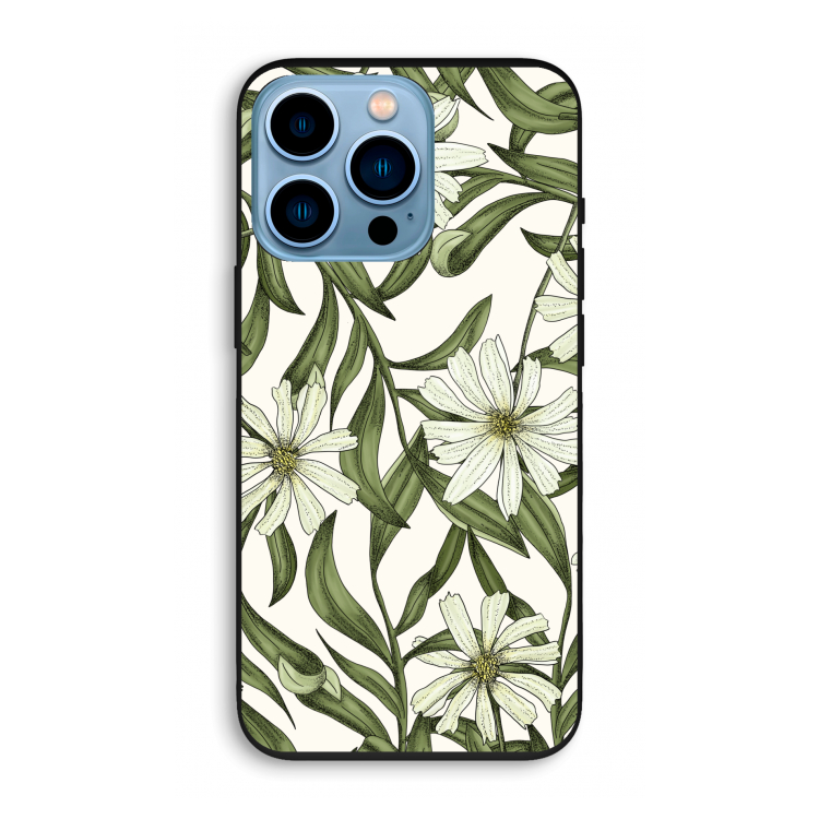 Wit bloemenpatroon: iPhone 13 Pro Biologisch afbreekbaar hoesje