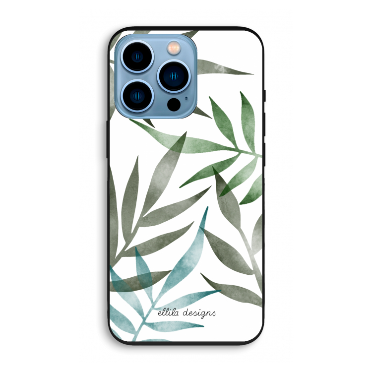 Tropical watercolor leaves: iPhone 13 Pro Biologisch afbreekbaar hoesje