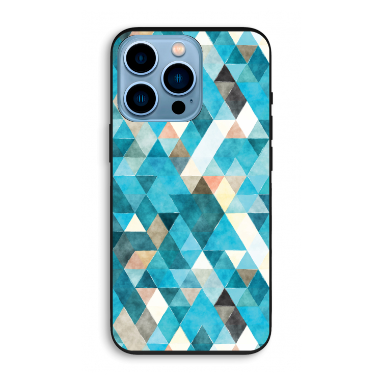 Gekleurde driehoekjes blauw: iPhone 13 Pro Biologisch afbreekbaar hoesje