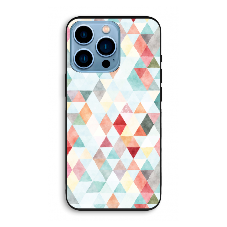 Gekleurde driehoekjes pastel: iPhone 13 Pro Biologisch afbreekbaar hoesje