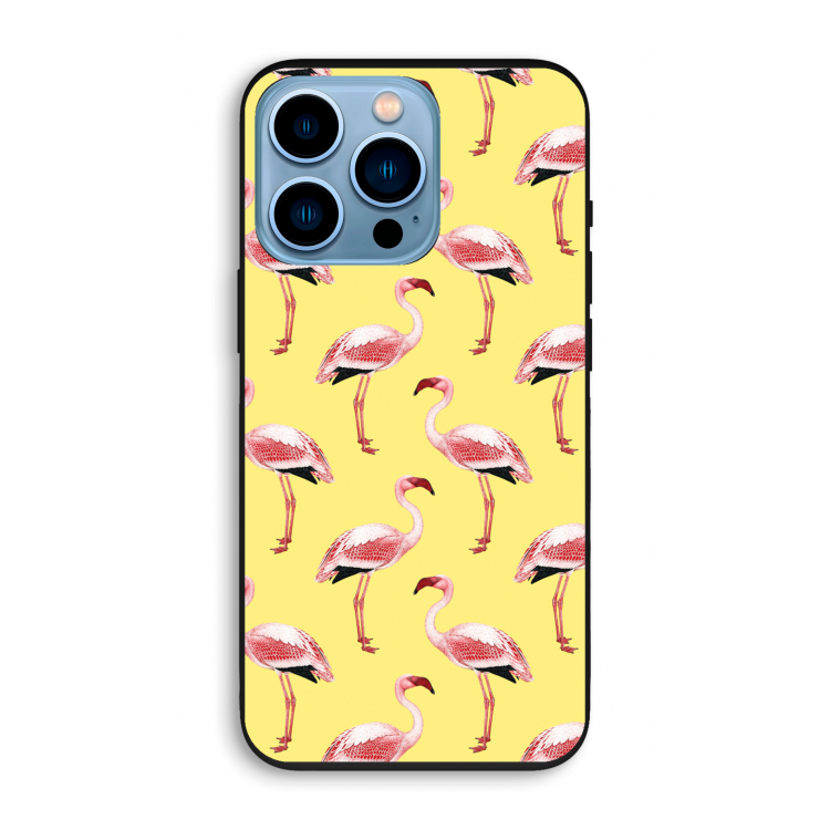 Flamingo's geel: iPhone 13 Pro Biologisch afbreekbaar hoesje