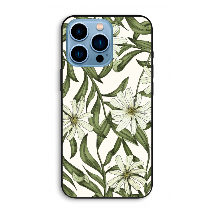 Wit bloemenpatroon: iPhone 13 Pro Max Biologisch afbreekbaar hoesje